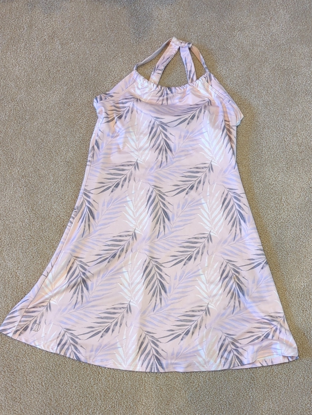 Balance Collection Women's After-Swim Halter Dress with Gray Leaf Print